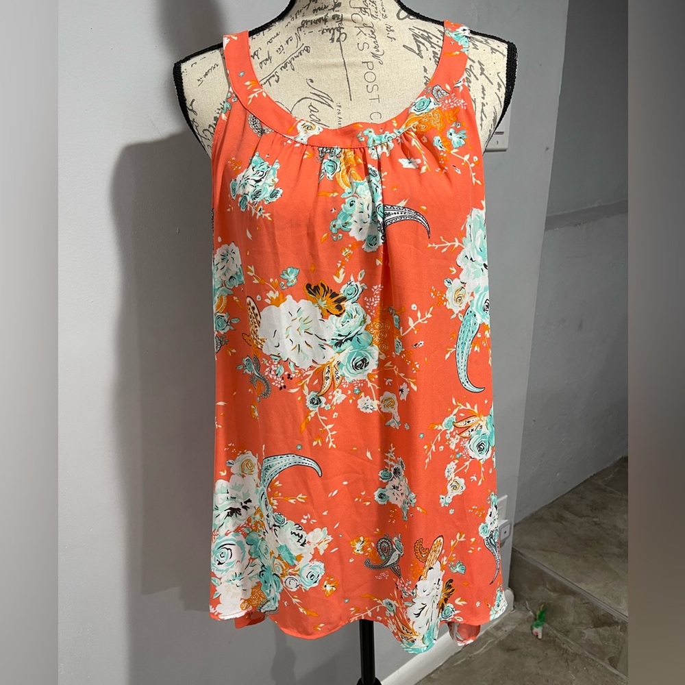 Torrid Floral Print Georgette High Neck Tank top (size 2/2x)